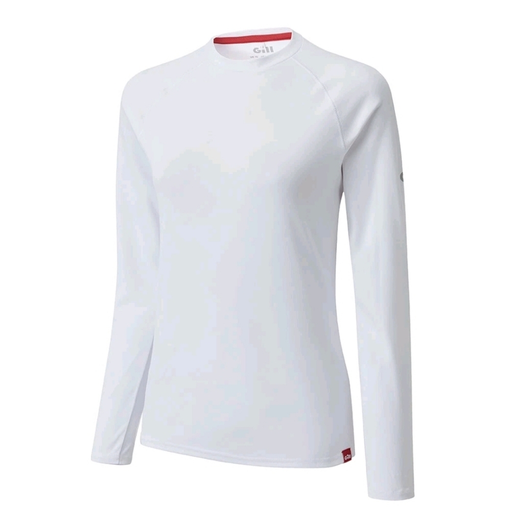 Gill UV Tec Crewneck White Long Sleeve Sun Protection Tee Womens NEW Size 12